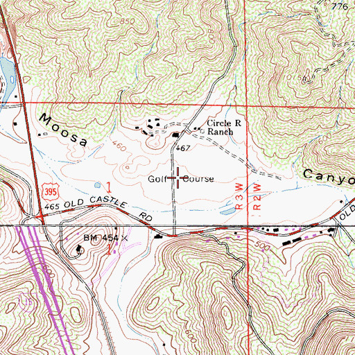 Topographic Map of Circle R Golf Resort, CA