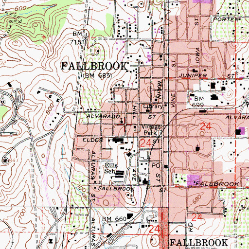 Topographic Map of First Christian Church, CA