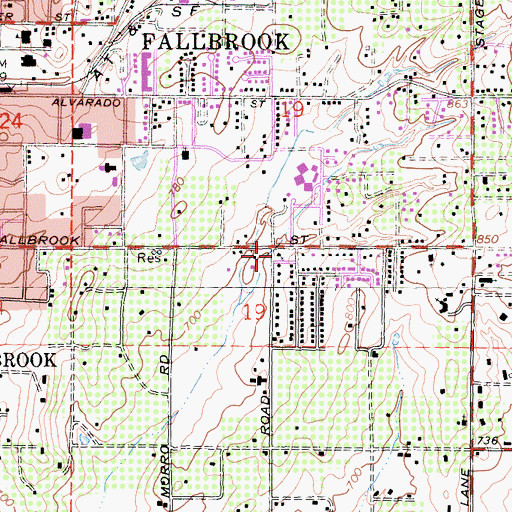 Topographic Map of First Church of Christ Scientist, CA