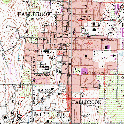 Topographic Map of First Church of God, CA