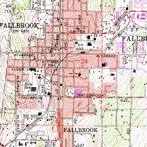 Topographic Map of First Church of Religious Science, CA
