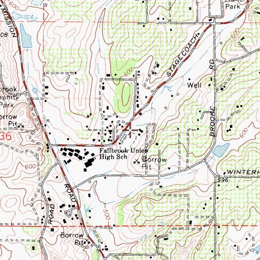 Topographic Map of Ivy High School, CA
