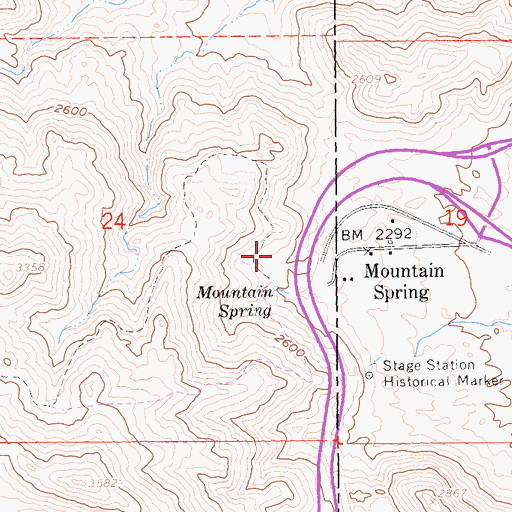 Topographic Map of Mountain Springs County Park, CA