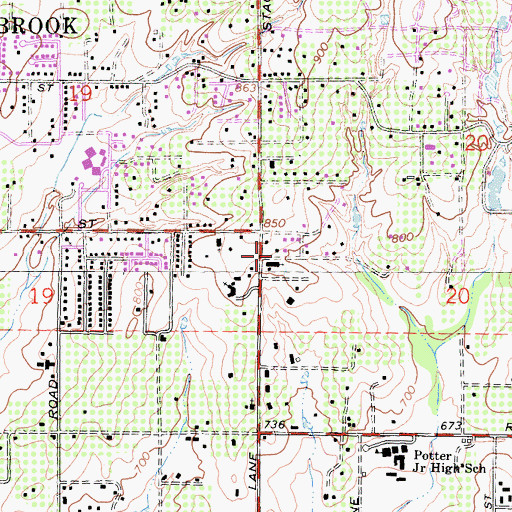 Topographic Map of Saint Peters Roman Catholic Church, CA