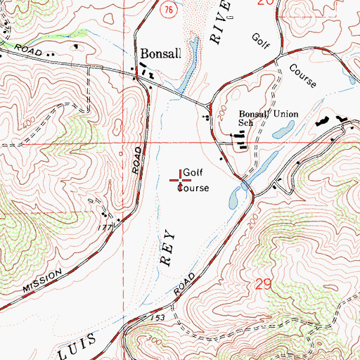 Topographic Map of San Luis Rey Downs Golf Resort, CA