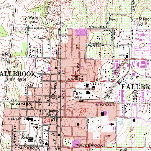 Topographic Map of Seventh Day Adventist Spanish Church, CA
