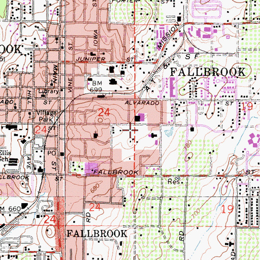 Topographic Map of Village Medical Center, CA