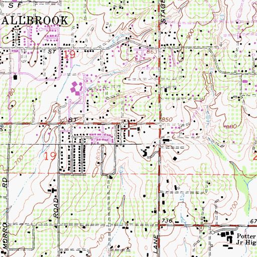 Topographic Map of Zion Lutheran Church, CA