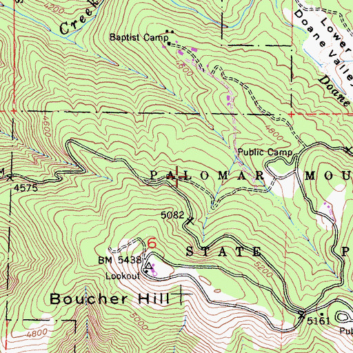 Topographic Map of Adams Trail, CA