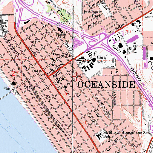 Topographic Map of Assembly of God Church, CA