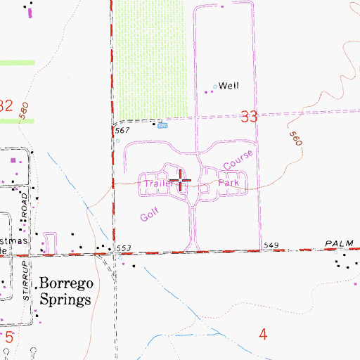 Topographic Map of Borrego Roadrunner Country Club, CA