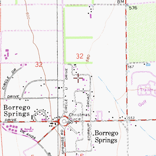 Topographic Map of Borrego Springs Fire Protection District, CA