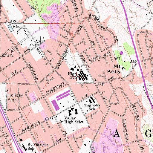Topographic Map of Carlsbad High School, CA