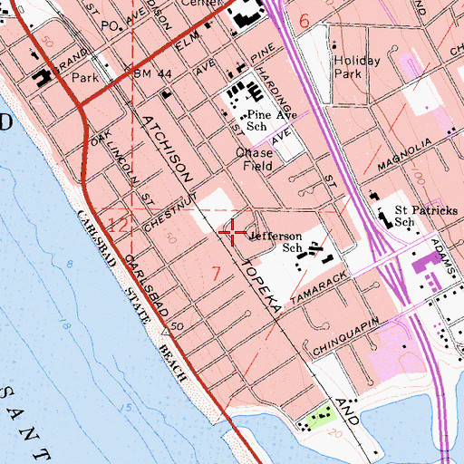 Topographic Map of Carlsbad Trailer Park, CA