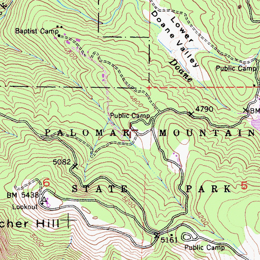 Topographic Map of Cedar Grove Campground, CA