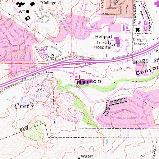 Topographic Map of College Plaza Shopping Center, CA