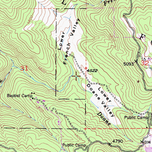 Topographic Map of Doane Valley Natural Preserve, CA