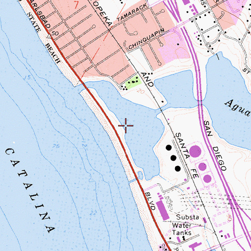 Topographic Map of Encino Public Fishing Area, CA