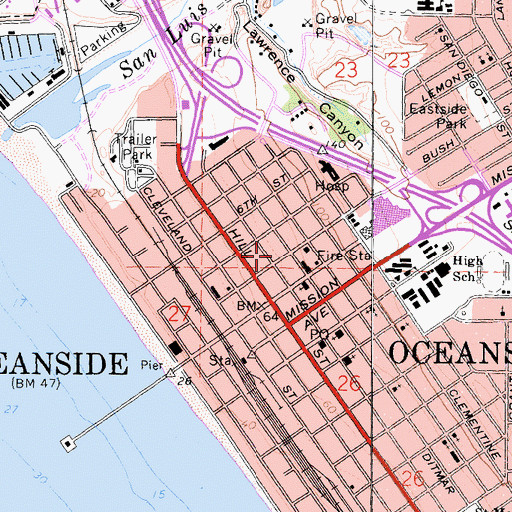 Topographic Map of First Baptist Church, CA