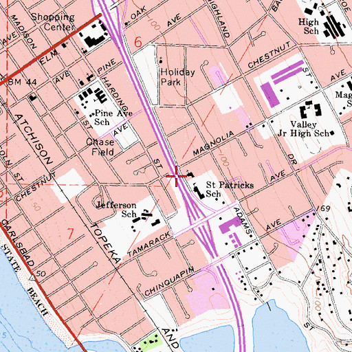 Topographic Map of First Baptist Church of Carlsbad, CA