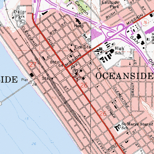 Topographic Map of First Christian Church, CA