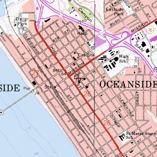 Topographic Map of First Methodist Episcopal Church, CA