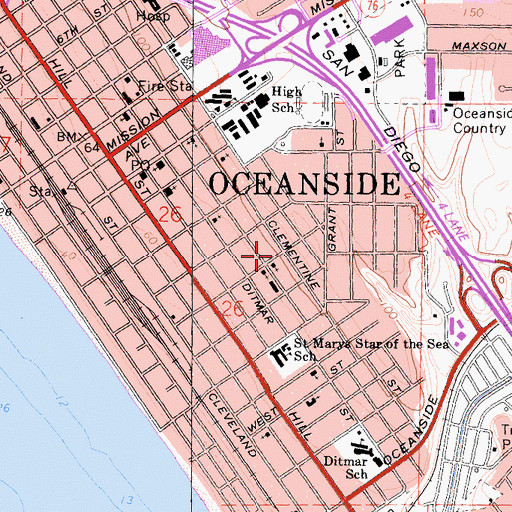 Topographic Map of Foursquare Church, CA