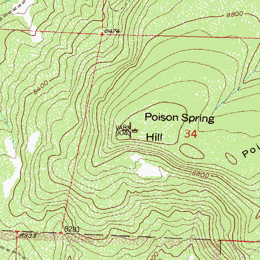 Topographic Map of Poison Spring Hill, CO