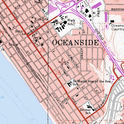 Topographic Map of Seventh Day Adventist Church, CA