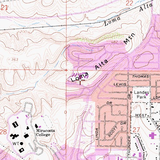 Topographic Map of Sherbourne Park, CA