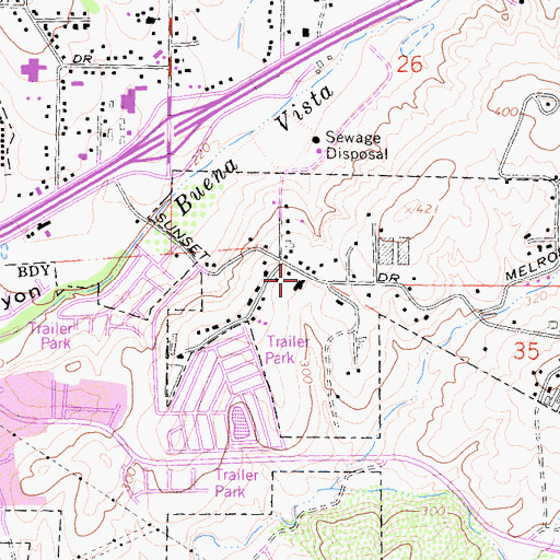 Topographic Map of Temple Juda, CA