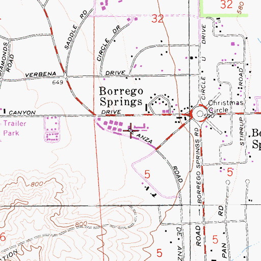 Topographic Map of The Mall Shopping Center, CA