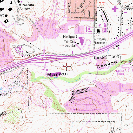 Topographic Map of Tri-City Crossroads Shopping Center, CA
