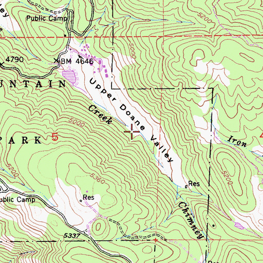 Topographic Map of Upper Doane Valley Trail, CA