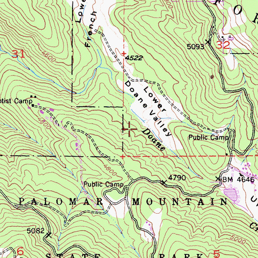 Topographic Map of Weir Trail, CA