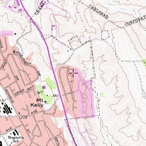 Topographic Map of Baha'i Faith Church, CA