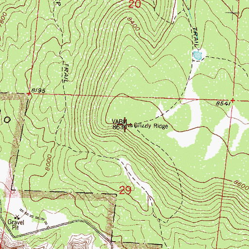 Topographic Map of Grizzly Ridge, CO
