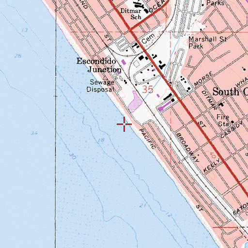 Topographic Map of Buccaneer Beach Park, CA