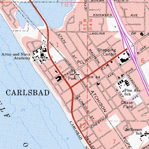 Topographic Map of Carlsbad Chamber of Commerce, CA