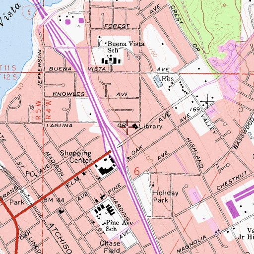 Topographic Map of Carlsbad City Library, CA