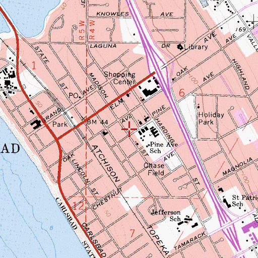 Topographic Map of Carlsbad Senior Center, CA