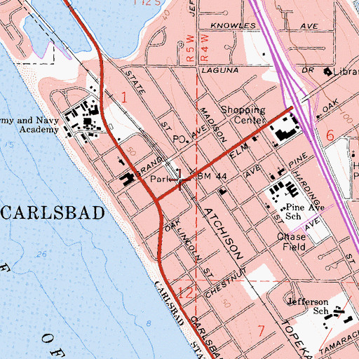 Topographic Map of Carlsbad Visitors Center, CA