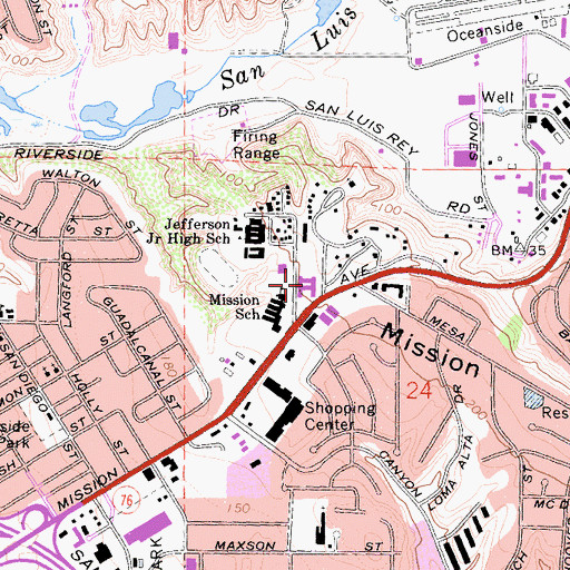 Topographic Map of Clair W Burgener Elementary School, CA