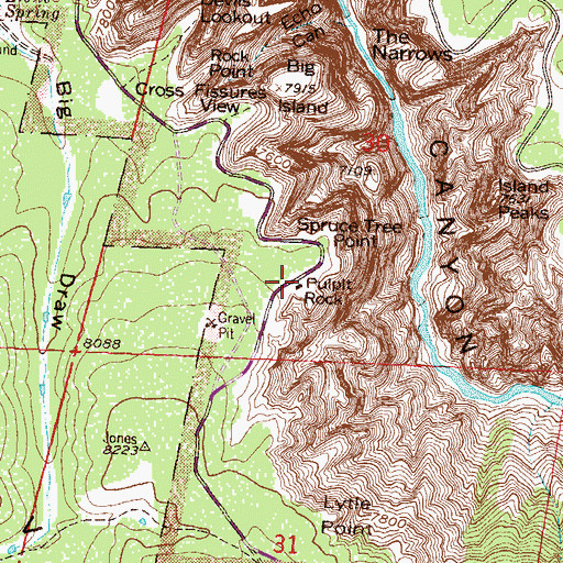 Topographic Map of Pulpit Rock, CO