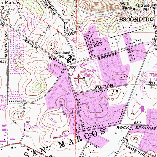 Topographic Map of Foothills of San Marcos Mobile Home Park, CA