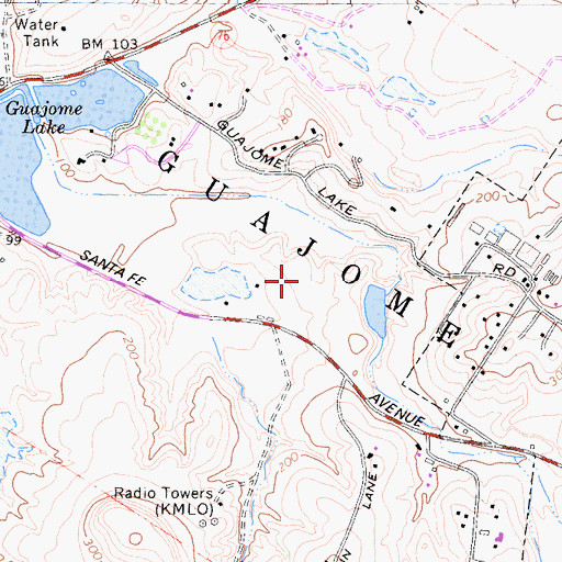 Topographic Map of Guajome Park, CA