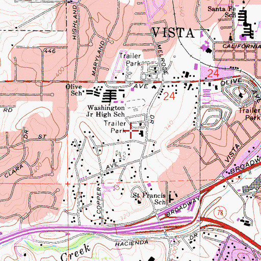 Topographic Map of Hope Christian Community Church, CA