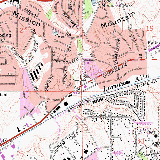 Topographic Map of King of Kings Lutheran Church, CA