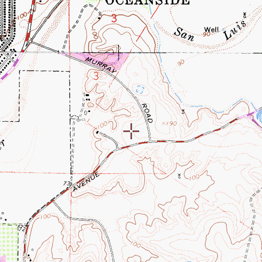 Topographic Map of Mission Marketplace Shopping Center, CA