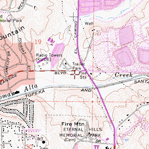 Topographic Map of Oceanside Shopping Center, CA